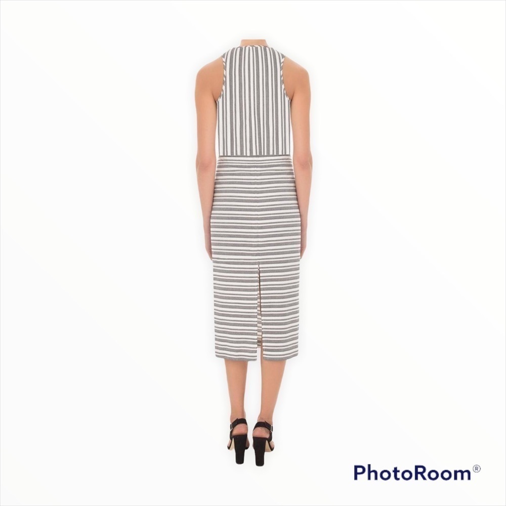 Veronica Beard Ivory Stripe Harbour Racerback Midi Dress Size 4 - Picture 5 of 10